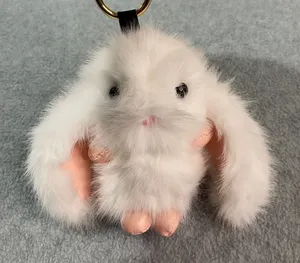 Easter Bunny Rabbit Keychain‎ Women White Faux Fur Bag Charm Kawaii Cute New thumbnail 1