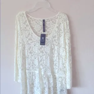 NEW Beautiful LACE NET TOPS XL White from Jessica Simpson, Delicately Beautiful thumbnail 3