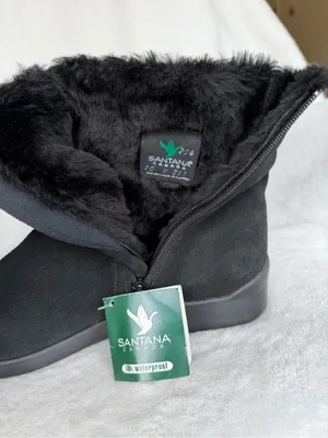 Santana Canada Black Suede Faux-Fur Trim Ankle Boots New thumbnail 9