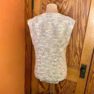 Vintage 80s Knit Sweater Vest Neutral Speckled V-Neck Sleeveless Boho Layering thumbnail 13
