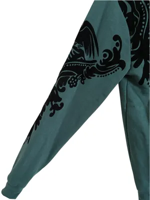 Disney Parks Haunted Mansion Gargoyle Flocked Graphic Sweatshirt Teal Black XS thumbnail 4