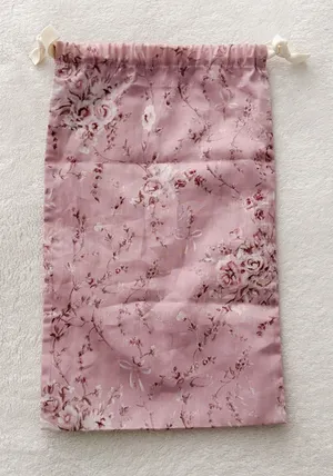LoveShackFancy Lilac Purple Ditsy Floral Drawstring Soft Small Travel Dust Bag thumbnail 1