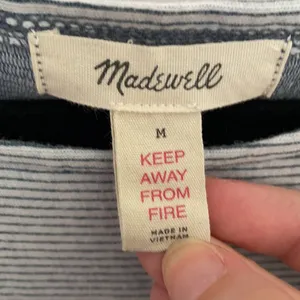Madewell Ruffle Sleeve Blue Striped Top Medium Butterfly Sleeve thumbnail 5