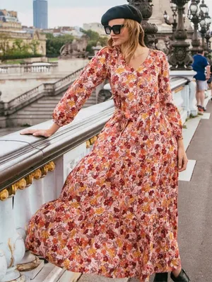 ✨ TAMGA Floral‎ Boho Maxi Dress Size M 🌸🍂 ✨ thumbnail 1