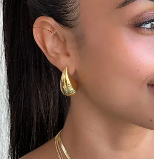 Gold Teardrop Earrings thumbnail 1