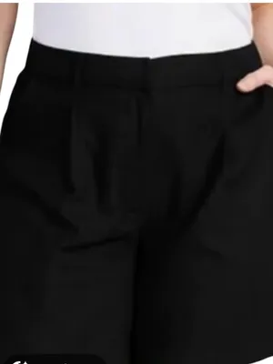 Old Navy Linen Blend Shorts Women’s Medium Black High Rise Pleated Adjustable thumbnail 2