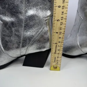 Metallic Faux Leather‎ Bootie features a silver SIze 7 thumbnail 4