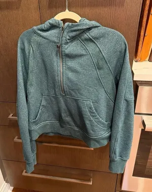 Lululemon‎ Scuba Oversized Half-Zip Hoodie in the sparkly Storm Teal color M-L thumbnail 1