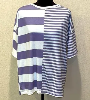 Boohoo Baggy Purple & White Striped Shirt thumbnail 1