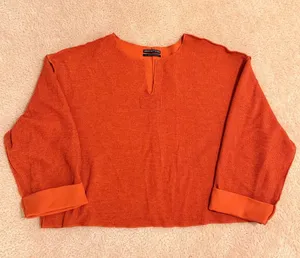 Urban Outfitters | Orange Knit Split-Neck Boxy Top thumbnail 1