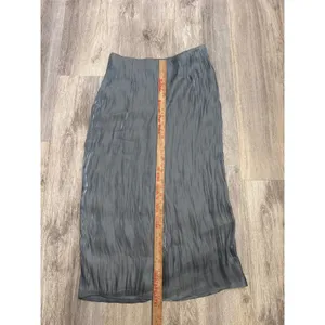 Urban Outfitters Grey Crinkled Midi Skirt Back Slit Size 8 Steel Grey Textured thumbnail 4