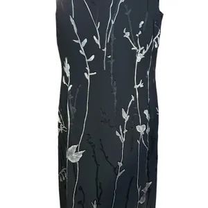 Casual Corner VTG Shift Dress Black Floral Sleeveless Maxi/Ankle SZ 12 Sheer thumbnail 9
