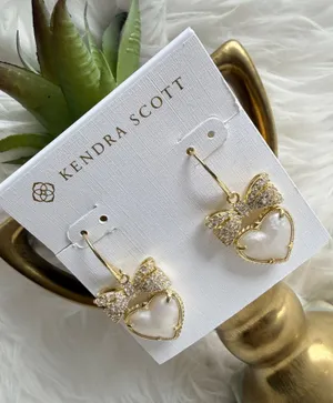 Kendra Scott Haisley Heart Drop Earrings Gold And Ivory Mother Of Pearl thumbnail 1