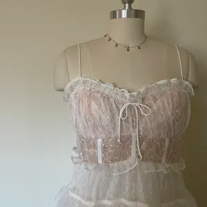 NWT For Love And Lemons White Lace Jules Mini Dress thumbnail 3