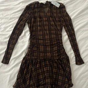 NWT Cupshe Brown Plaid Mini Dress thumbnail 1