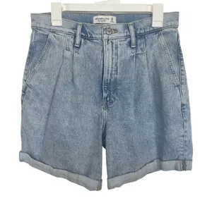 Abercrombie Fitch The Pleated Denim Shorts Ultra High Rise 30/10 Preppy Retro thumbnail 1