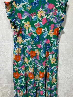 Pretty Garden Floral Cap Sleeve V neck flowy Midi Dress Size XXL new with tags thumbnail 7
