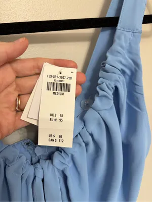 NEW Abercrombie & Fitch Coquette Tie Front Midi Dress Powder Blue - Size M thumbnail 5