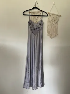 Zara Silver Satin Effect Cut Out Back Midi Dress thumbnail 4