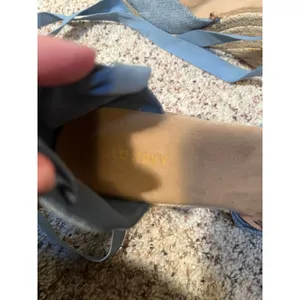 Old Navy Womens Size 8 Chambray Espadrille Wedge Shoes Ankle Ribbon Ties Sandals thumbnail 5