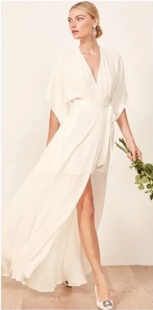 Reformation‎ Winslow Wrap Dress White Ivory Size S thumbnail 1