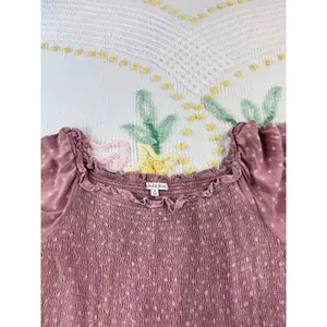 OPHELIA ROE Mauve Polka Dot Off‎ Shoulder Smocked Dress Womens 1x thumbnail 6