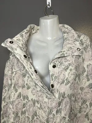 We The Free Sweater Womens Large Pink Floral Henley Pullover Long Sleeve Boho thumbnail 6