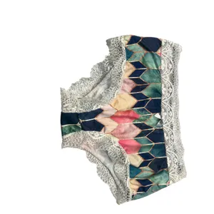 Geometric Diamond Print Pajama Set Lace Camisole and Shorts‎ 2Piece Sleepwear thumbnail 3