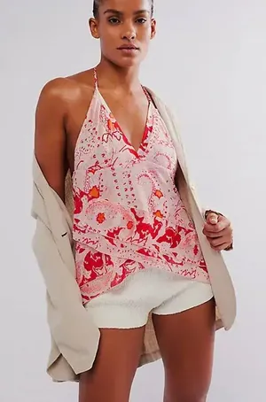 Free People Sandra’s Rose Halter Top thumbnail 1