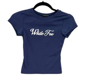 White Fox Boutique Tee T-Shirt Short Sleeve Logo Navy Blue Size XXS thumbnail 1