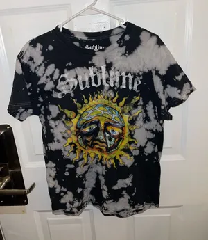 Sublime Tie-Dye Sun Graphic Tee - Black & White with Yellow Sun - Sz Medium thumbnail 1