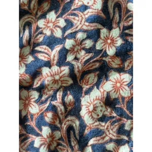 J. McLaughlin Floral Peasant Blouse Medium Blue Pink Balloon Sleeve Notch Neck thumbnail 4