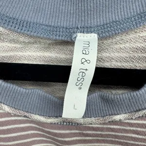 Mia & Tess Collegiate Crewneck Striped long sleeve knit sweatshirt jersey Large thumbnail 3