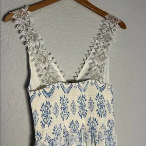 NEW Flying Tomato White Blue Lace Tiered Dress Grecian Vacation Resortwear thumbnail 8