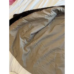 VTG faux fur Coat Reversible Chocolate Brown Beige Old Money thumbnail 5