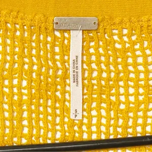 Free People FP‎ Beach Size Small Open Knit Mustard Yellow Cardigan thumbnail 4