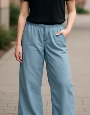 Nwot We The Free X Free People Wide Leg Pull On Frayed Hem Pant Medium thumbnail 1