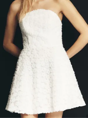 Hutch Patricia Textured Strapless Mini Dress White Bridal Size 2 NWOT thumbnail 1