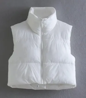 Size puffer Jacket small nwot white drawstring vest coat winter oversized cropped vest thumbnail 4