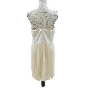 Aidan Mattox Ivory Fringe Halter Dress Party Cocktail‎ Mini Sleeveless Size 14 thumbnail 6