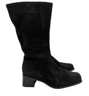 La Canadienne 14487 Black Suede Square Toe Block Heel Mid-Calf Boots Womens‎ 9 M thumbnail 1