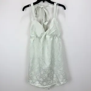 Lulus Precious Allure Light Sage Green Jacquard Tie-Strap Mini Dress Large NWT thumbnail 5