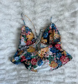superdown Floral Tie-Front Spaghetti-Strap Cami - White Multi thumbnail 4