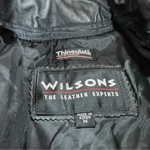 Vintage 80s Wilsons Black Leather Paisley Print Long Sleeve Coat‎ Size M thumbnail 7