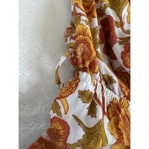 Indikah Floral Strapless Mini Dress Orange Yellow Boho S (tie missing) thumbnail 6