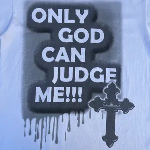 Vintage God Can Judge Me White Graphic T-shirt thumbnail 3