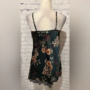 INC International Concepts Silky Chemise Gown Teddy Green Floral Size XS thumbnail 6