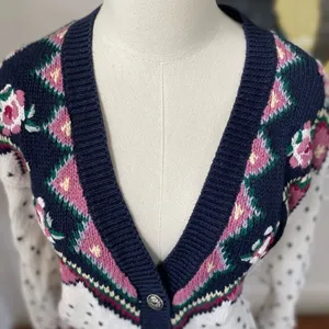 Vintage 90s Margules Cardigan Button Deep Vee Cotton Ramie S thumbnail 4