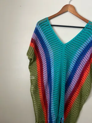 Rainbow crochet poncho shirt Multiple thumbnail 3