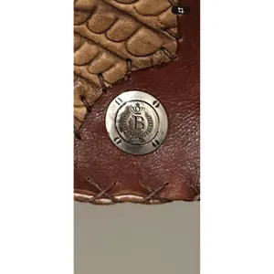 Brown Leather Patchwork Shoulder Bag Purse Unlined Boho Hippie Festival Snap thumbnail 8